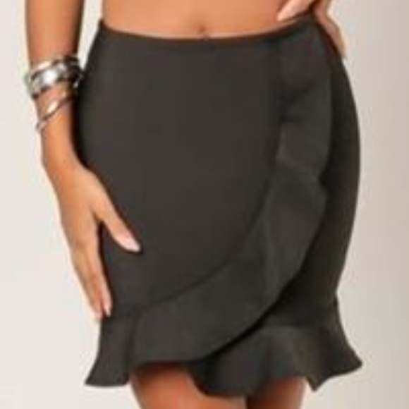 JLO RUFFLE WRAP MINI BANDAGE SKIRT - Picture 5 of 5